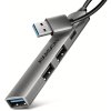 AXAGON multi USB-A hub ALU STRIP / HUE-STA / 1xUSB-C / 1xUSB-A (5GBs) / 2xUSB-A (480Mbps) / kabel 12cm