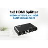 PremiumCord HDMI 2.0 splitter 1-2 porty, 4K/60Hz, FULL HD, 3D, HDR, EDID management