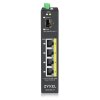 Zyxel RGS100-5P, 5  Port unmanaged PoE Switch, 120 Watt PoE, DIN Rail, IP30, 12-58V DC
