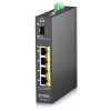 Zyxel RGS100-5P, 5  Port unmanaged PoE Switch, 120 Watt PoE, DIN Rail, IP30, 12-58V DC