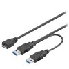 PremiumCord kabel USB 3.0/ USB Micro B (M) na 2 x USB 3.0 A (M)/ 30cm/ černý