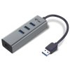 i-tec USB 3.0 HUB METAL/ 3 porty/ USB 3.0 na Gigabit Ethernet adaptér (RJ45)/ šedý