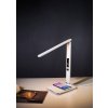IMMAX LED stolní lampička Kingfisher/ Qi nabíjení/ 8,5W/ 400lm/ 12V/2,5A/ 3 barvy světla/ sklápěcí rameno/ bílá