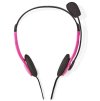 NEDIS headset CHST100PK/ drátová sluchátka + mikrofon/ 2x 3,5 mm jack/ kabel 2 m/ růžový