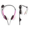 NEDIS headset CHST100PK/ drátová sluchátka + mikrofon/ 2x 3,5 mm jack/ kabel 2 m/ růžový