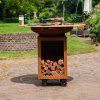 Gril Hermano XXL - Ø80cm - corten s dreveným rámom