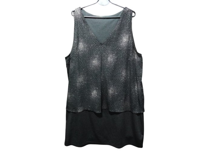 Černé šaty vel. 52 se stříbrnými třpytkami