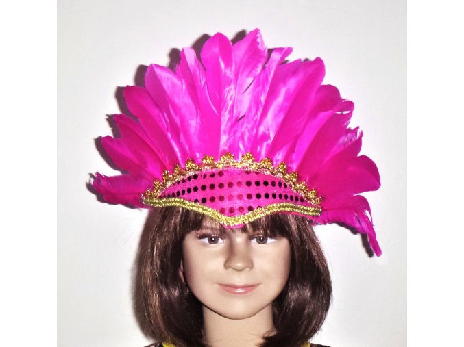 ČELENKA S PEŘÍM růžová nebo bílá - party