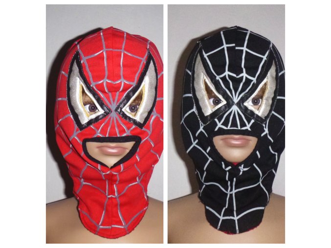 SPIDERMAN maska dětská malá oboustranná - černá nebo červená