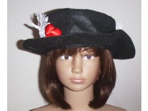 ČERNÝ KLOBOUK s květinami Mary Poppins dívčí vel. S