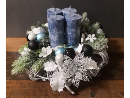 Adventní svícen modro bílý