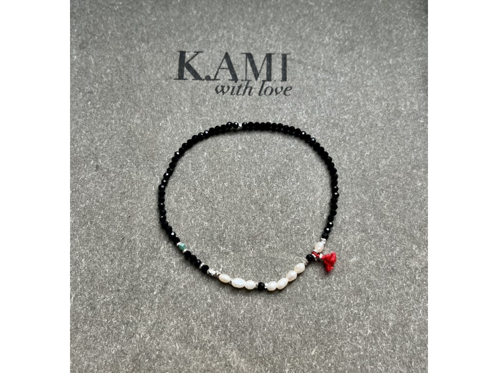 Náramek ze spinelu a říčních perliček Ag925