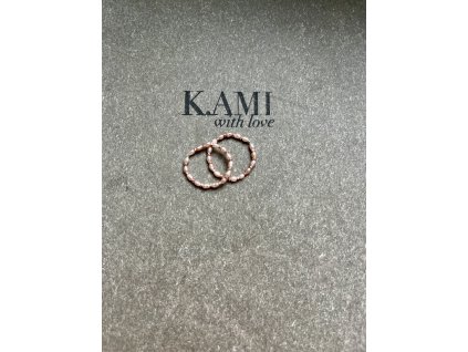 Prstýnek z růžových říčních perliček se zlacenými fazetami Ag925