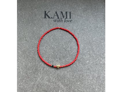 Náramek z japonských rokajlů se zlaceným srdíčkem Ag925