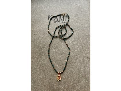 Řetízek z japonských rokajlů se zlacenou madonkou Ag925