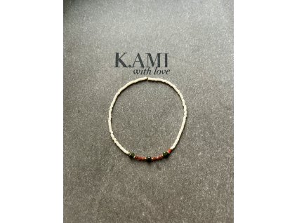 Náramek z japonských rokajlů s turmalíny a sand stony Ag925