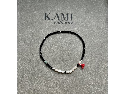 Náramek ze spinelu a říčních perliček Ag925