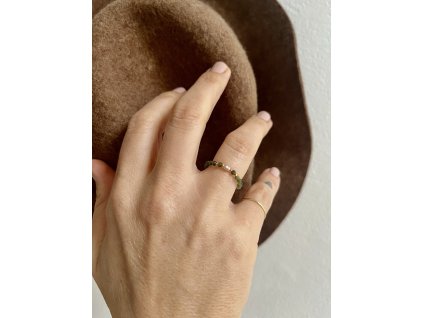 Prstýnek z turmalínů s perličkou Ag925