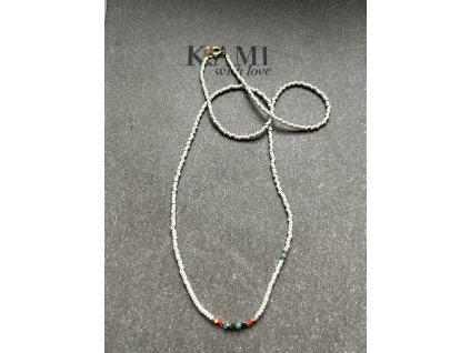 Řetízek z japonských rokajlů s tyrkysy Ag925