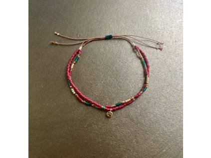 Dvojitý BOHO náramek se zlaceným smajlíkem Ag925