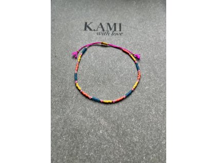 Boho letní náramek z japonských rokajlů se zlacenými fazetami Ag925
