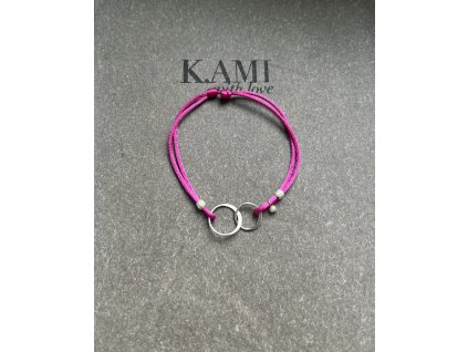 Stříbrné kroužky na saténové šňůrce s perličkou Ag925