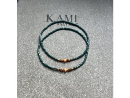 Náramek z japonských rokajlů s kamenem sand stone Ag925