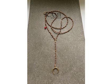 Náhrdelník z měsíčního kamene se zlaceným půlměsícem Ag925