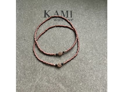 Náramek z japonských rokajlů se zlaceným zdobným korálkem Ag925