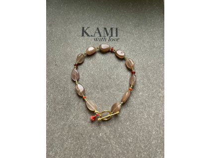 Náramek měsíčního kamene a mexických opálů Ag925