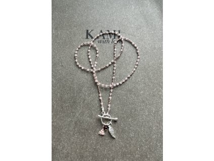 Řetízek z růženínu se zdobným zapínáním Ag925