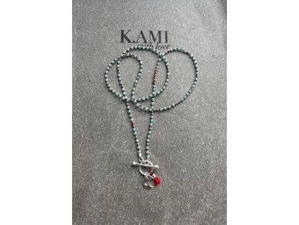 Řetízek z amazonitu se zdobným zapínáním a měsíčkem Ag925