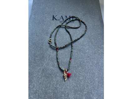 Řetízek z japonských rokajlů se zlaceným křídlem Ag925