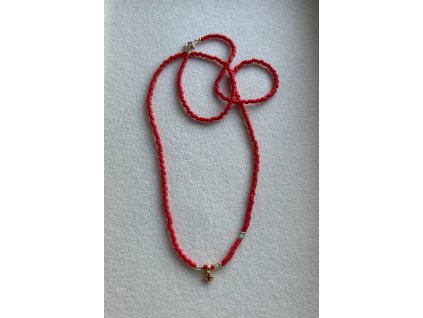 Řetízek z japonských rokajlů se zlaceným křížkem Ag925