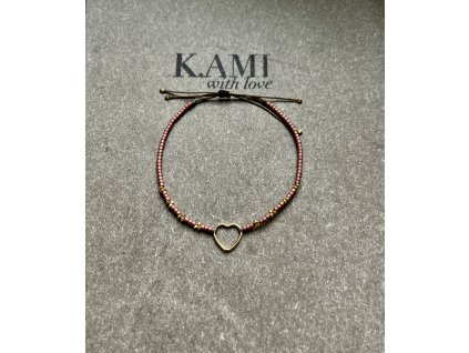 Náramek se zlaceným srdíčkem Ag925