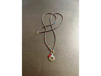 Boho řetízek se zlaceným kompasem Ag925