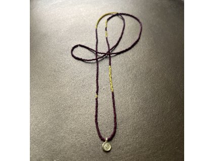 Náhrdelník/náramek z japonských rokajlů se zlacenou placičkou Ag925