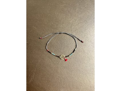 Náramek z japonských rokajlů se zlacenou placičkou Ag925