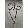 Boho řetízek z rubínu se stříbrným křížkem Ag925