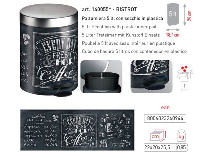 2168 meliconi kos na odpadky pedal bin 5 l s grafikou bistrot