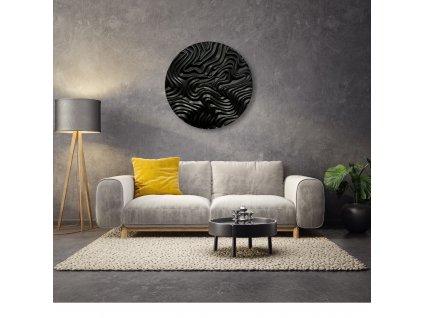 Dřevěný obraz na zeď v abstraktním stylu Melodie (Barva Černá)