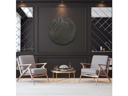 Dřevěný obraz na zeď v abstraktním stylu Relief (Barva Černá)