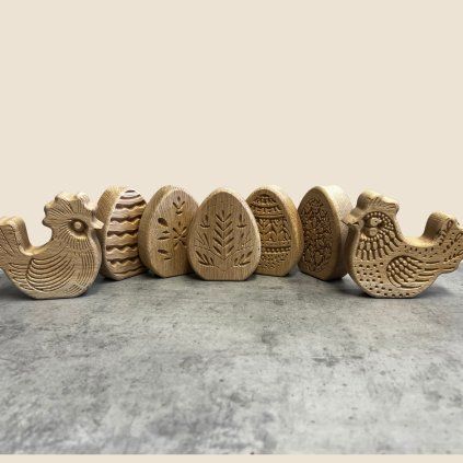 Handmade Oak Easter Hens and Eggs