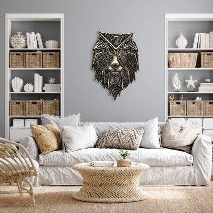 3D Geometric Lion Hanging Wall Art