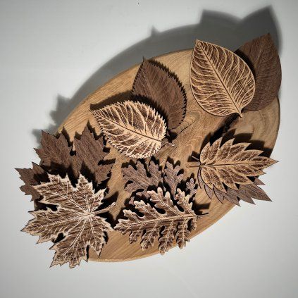 Autumn Leaves Set of 10 Oak & Walnut Veneer Coasters