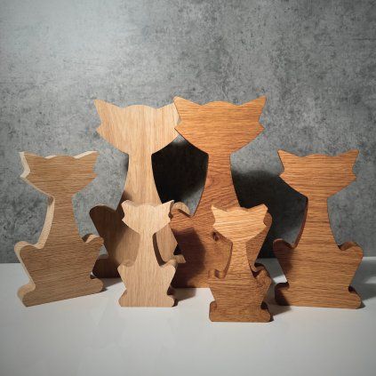 Handmade Oak Wood Cat Figurine