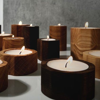 Unique Handmade Oak & Ash Wood Tea Light Holder