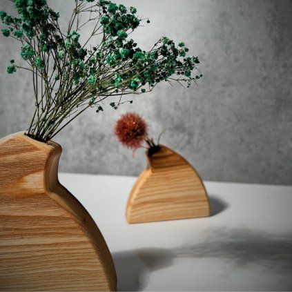 Unique Shape Solid Wood Vase Set