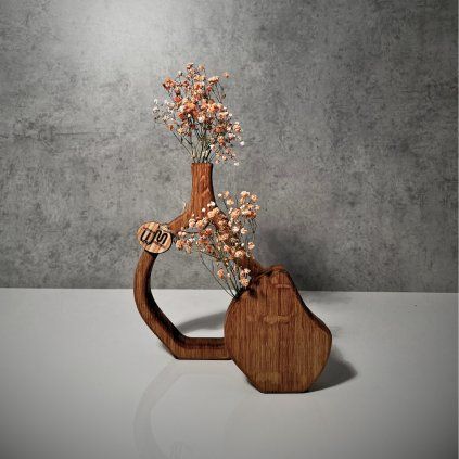 Short wooden vase set "Elegance"