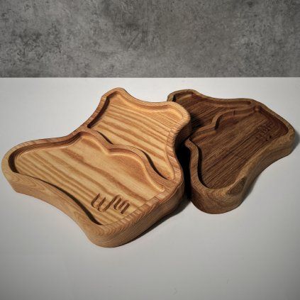 Uniquely Shaped Wooden Serving Tray for Snacks